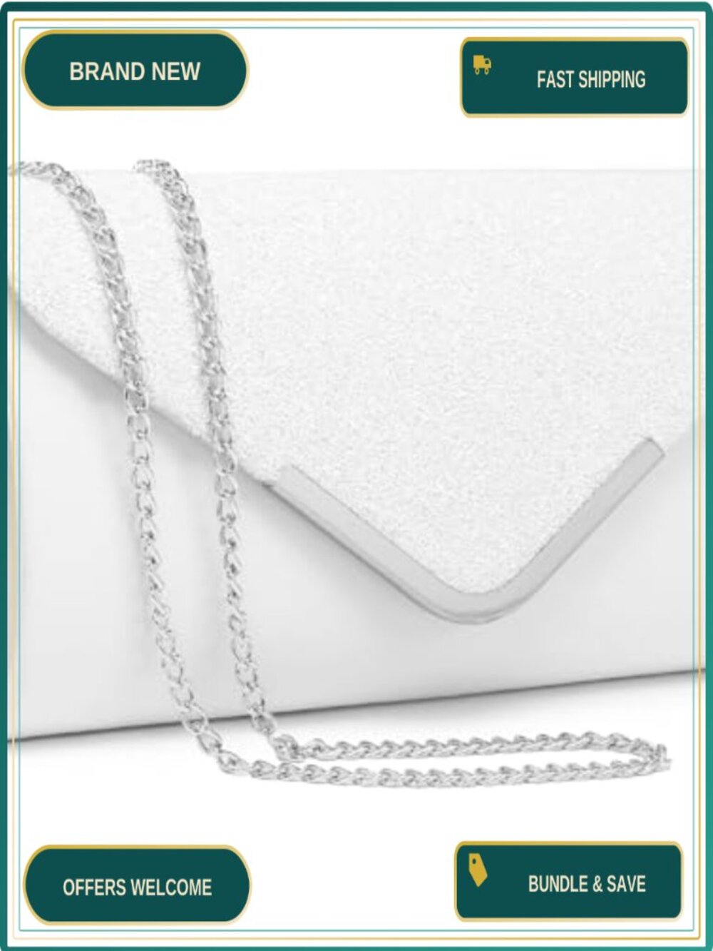Glitter Envelope Clutch Evening Bag Satin Formal Wedding Party Prom Purse